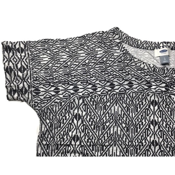 Old Navy Womens Relaxed Dolman Short Sleeve T Shirt Black Geo Summer Print L - Picture 1 of 11